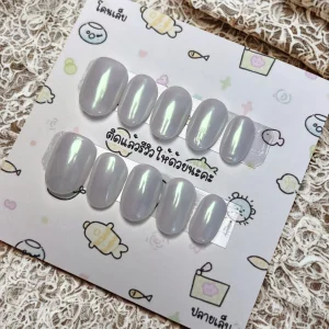 เล็บทรงสควอวลสีเทามุกออร่า